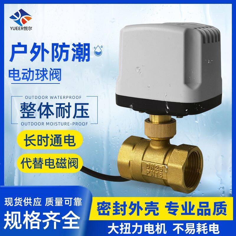 电动球阀220v24二通丝扣铜水阀4分6分常开常闭防潮阀门微型电动阀