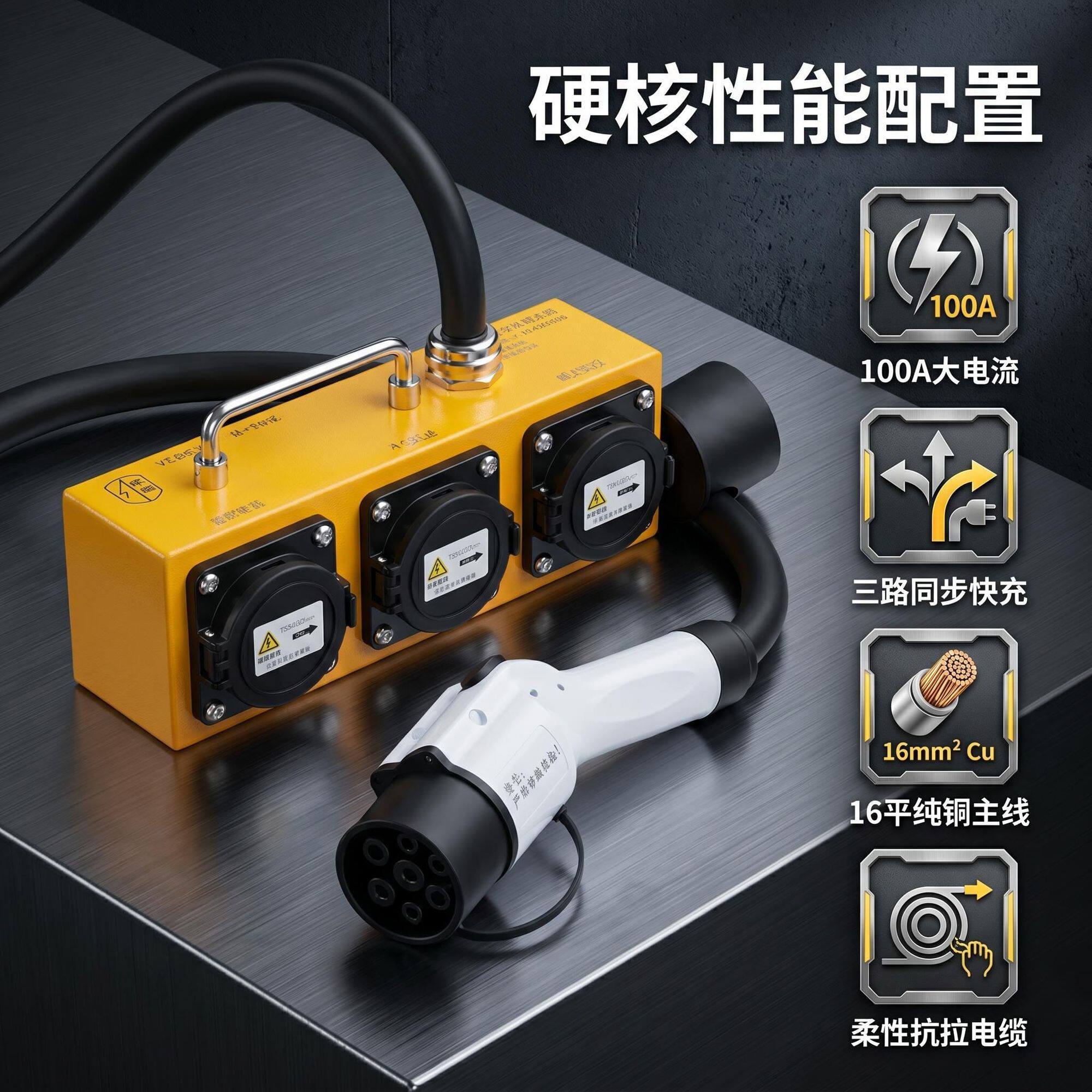 柜源新能源快充座一拖三转换器植保无人机充电器新能源车外放电用