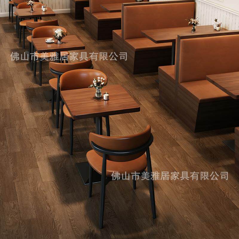 馆西厅卡座沙发茶复古餐厅奶甜品咖啡店餐实木餐椅myj-x16酒吧酒