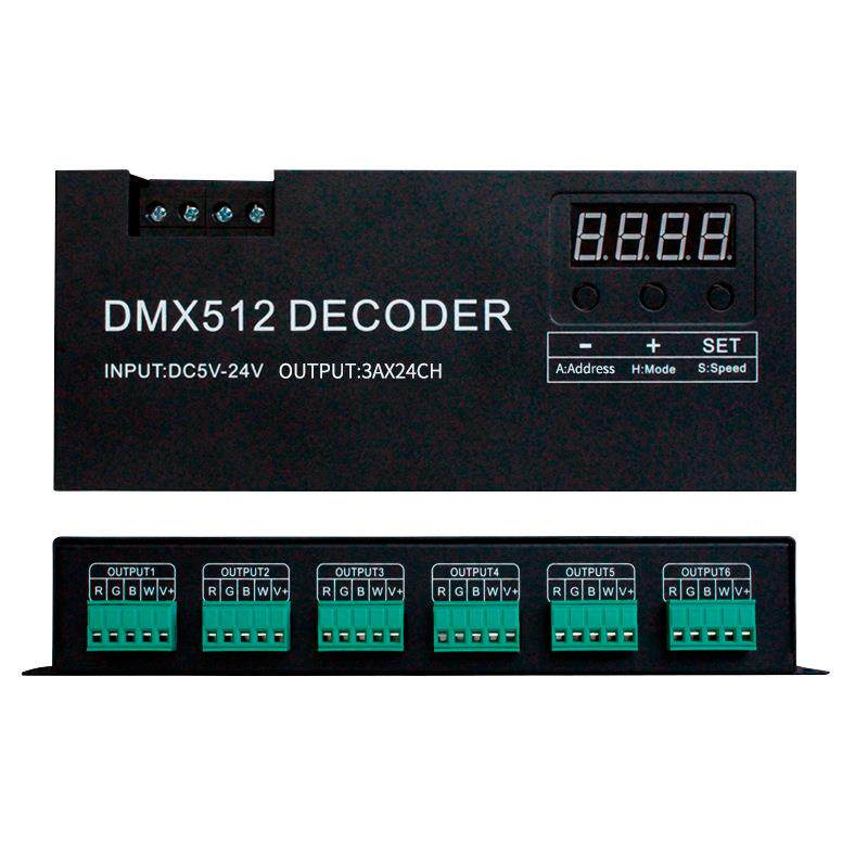 新款24CH DMX512 RGBW解码器 舞台灯具工程24通道控制器译码器