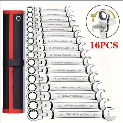 180度摇头棘轮扳手16pcs 汽修船舶维修组套工具 6-24mm