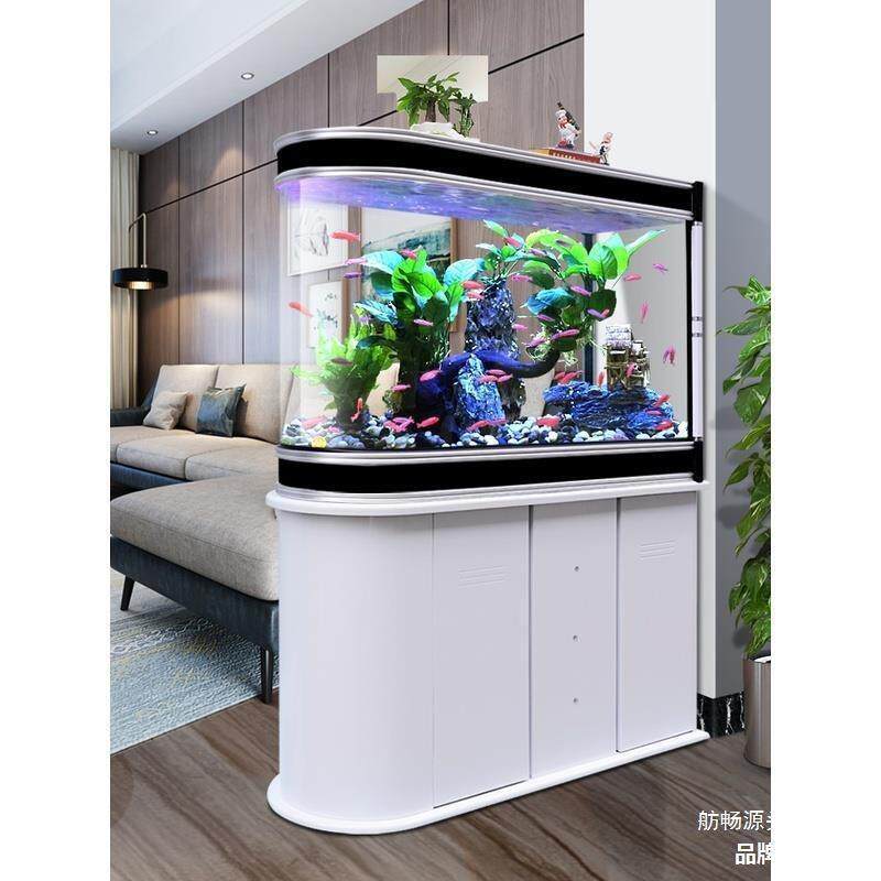 u玄关鱼缸中玻璃水族箱柜子大型生态家用型免换屏风客厅隔断弹头
