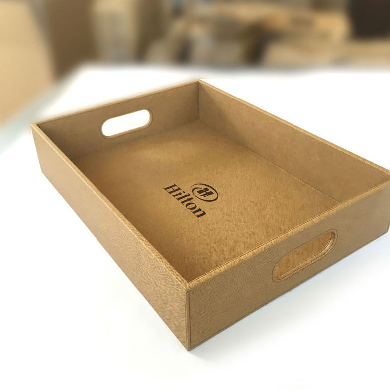 轻奢酒店客房皮具带耳鞋篮皮鞋框皮革收纳篮用品托盘茶盘皮储物盒