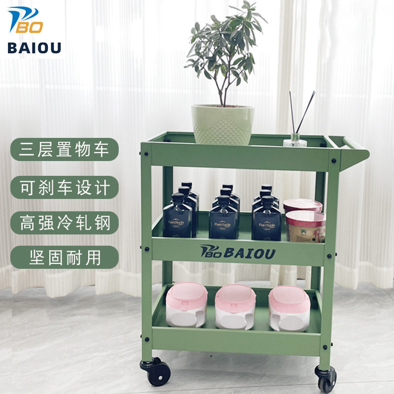 工业风小推车置物架移动滚轮画室客厅绿植收纳一体置物工具车加厚