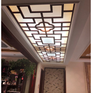 新中式 饰板玄关隔断屏风通花板 镂空吊顶雕花板PVC花格客厅过道装