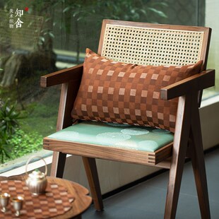 归云居 知舍香云纱编织格纹靠抱枕腰枕茶室办公室中式座椅沙发久