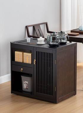 新中式花梨茶木水移动茶桌家IWG用烧水壶一式柜茶体边柜客厅茶台