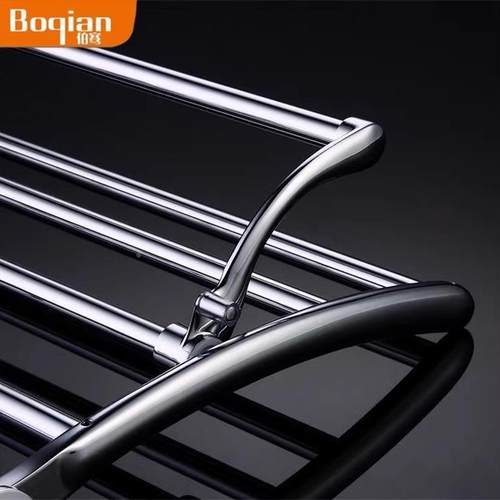 D8T国架不锈钢浴巾架折叠带钩毛巾卫生间置物架PJR浴室五德金挂挂