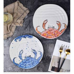 式 陶瓷餐日盘网H1582红盘子菜盘意可爱圆厅盘餐具早餐盘餐西创餐