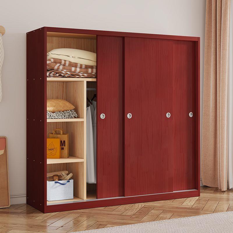 简现代实木衣柜推拉门卧室C114家松木2门滑移约门柜用子中式衣原