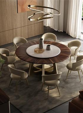 魅力奢师石餐桌豪别墅宅餐厅家具高端A258-5饭桌可旋转大胡桃木圆