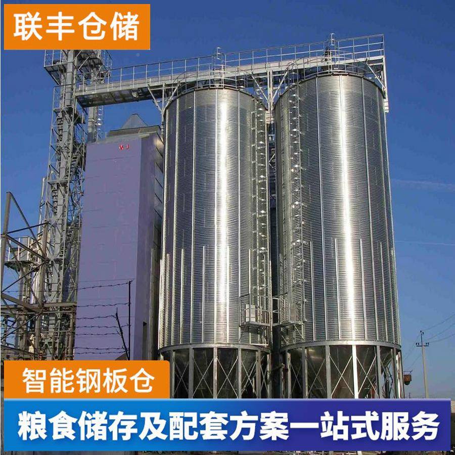 粮300500吨吨粮食仓储设备专业生仓产联丰大平底锥底钢板型仓