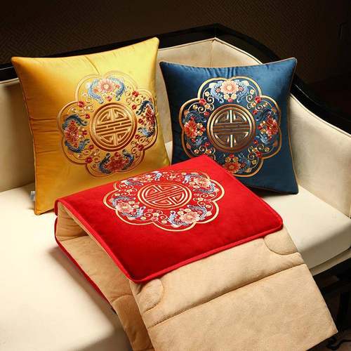 中式枕被高子JXNH两用档汽车靠枕被二合子一多功能车载可折叠抱枕