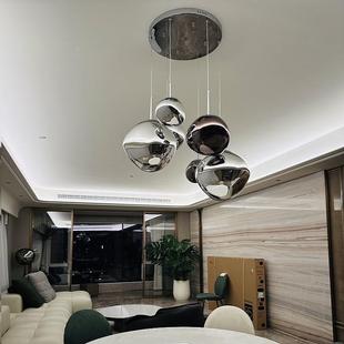 复式 餐厅熔岩轻奢 of台t吊灯大别墅挑空合楼梯间722组吧简约l意式