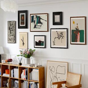 克背现代式抽象组合挂画小众艺霍术装饰画美式法客厅C191卧室景壁