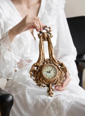 ?复古欧Fh($p@v$式饰挂客厅卧室墙面典钟装挂表轻古奢仿古雕花镂