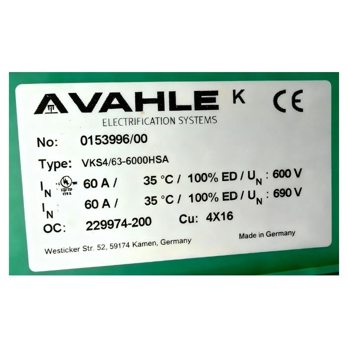 德国法勒VASHLE153996瓦勒YBA滑触线VKS4/63-6000H,VKS/636-6000H