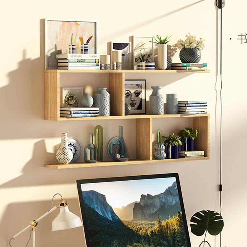 实书架上置物架壁挂式挂SJ-2-20墙木墙隔板墙壁免打孔卧墙面壁柜