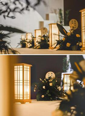 中式婚礼路庆宫引KSQ婚道具原木灯光方柱t台灯舞台摆风件灯引路