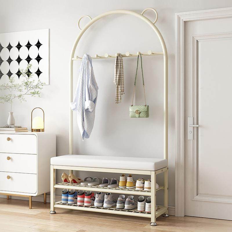 衣帽架鞋架一体入户门口换鞋凳落地挂衣架多功能可坐穿鞋架鞋柜