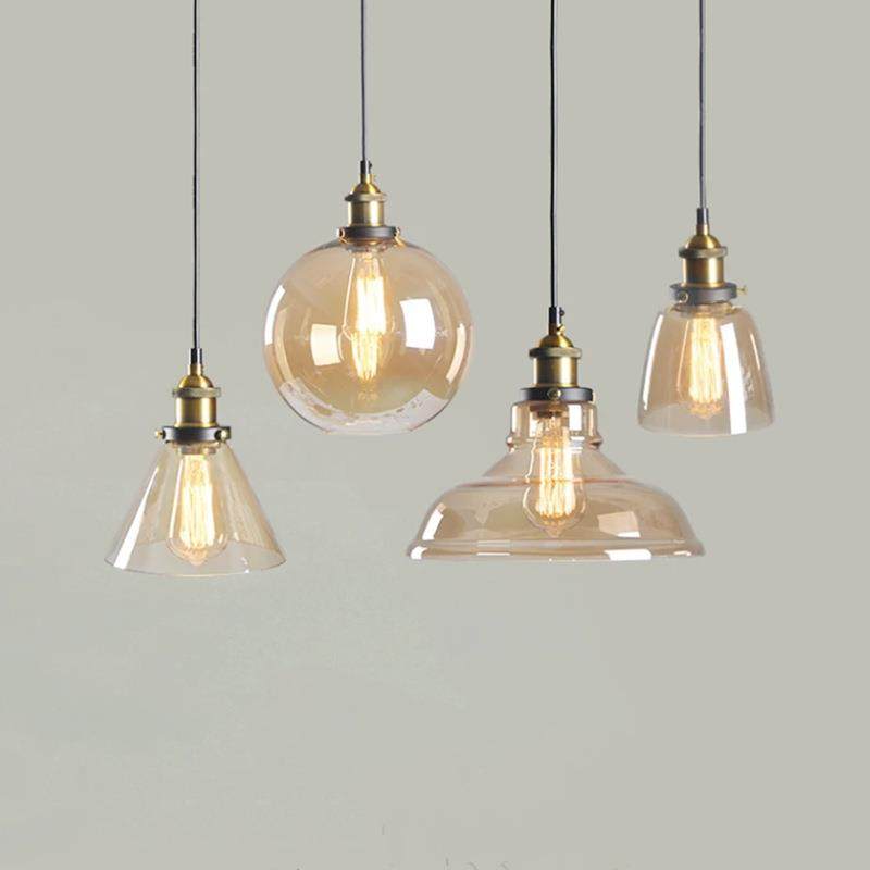 北欧简约乡村玻璃吊灯复古工业风餐厅客厅书房卧室酒吧台loft灯具