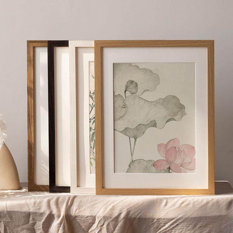 实木质简约相框挂墙书法字画框原木16拼图A3装裱画框A4国画4K8开