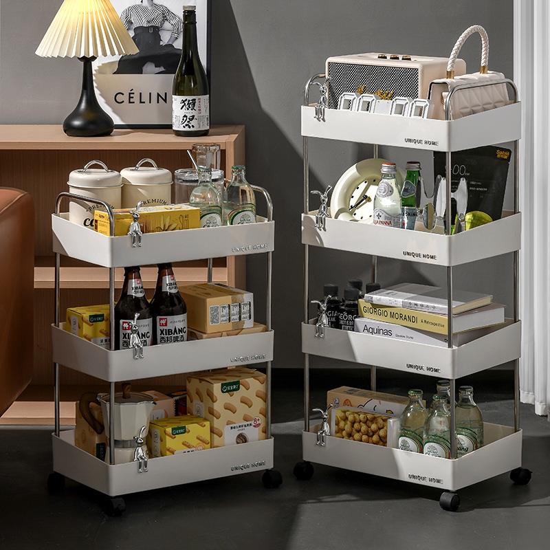 高颜值厨卧可移动夹缝落地置物架大学生宿舍零食杂物收纳小推车