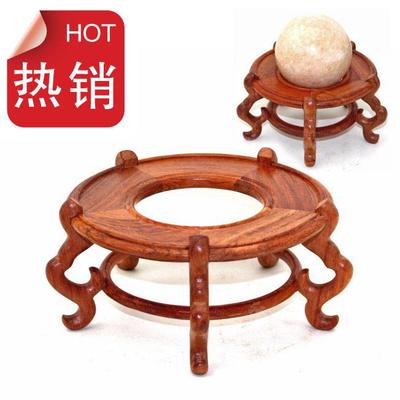 花梨木圆形中空底座鱼缸花盆景水晶球葫芦托架工艺品摆件实木底座