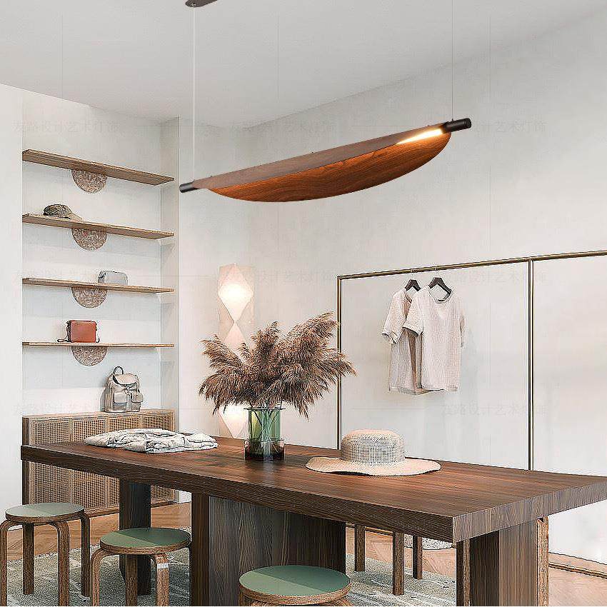 新中式餐厅吊灯设计师复古饭厅胡桃色木纹侘寂风茶室民宿吧台灯
