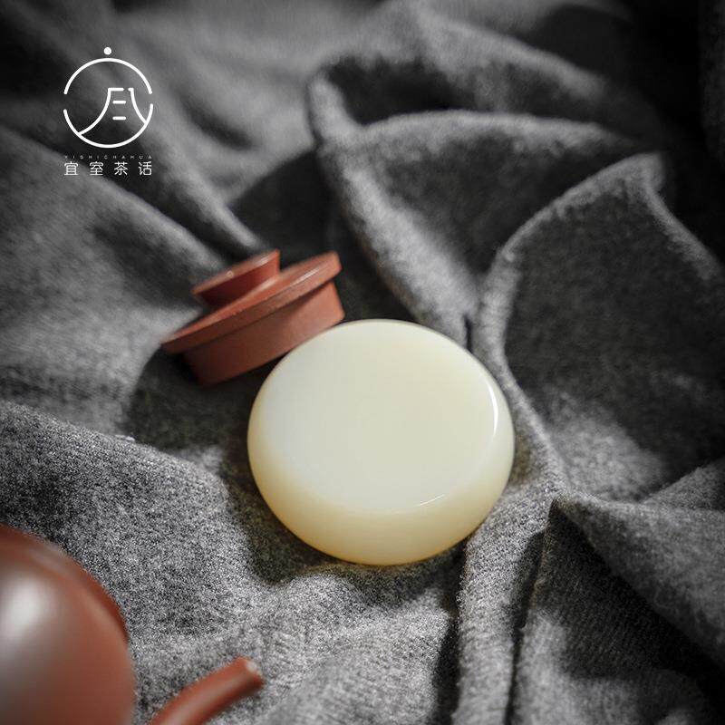 宜室茶话 玉石盖置盖碗托复古茶台摆件紫砂壶盖托茶道配件