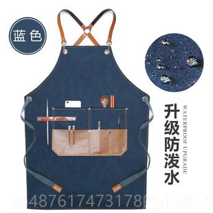 正品 防水围裙时定制印loo发师理发型店匠人手工绘画美术g男女工作