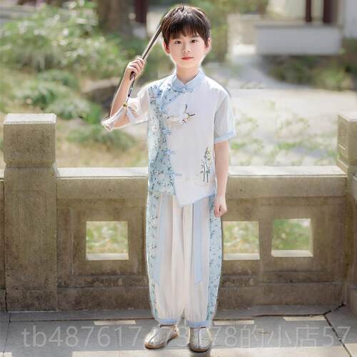 正品服225夏季0男童女童超仙唐装国风新中式国学服儿汉童风古演出