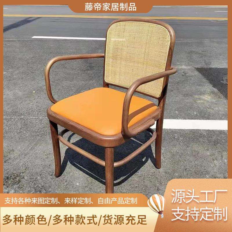 北欧单人餐椅实木日式民宿客栈酒店餐厅咖啡厅家具BB扶手椅眼笪椅