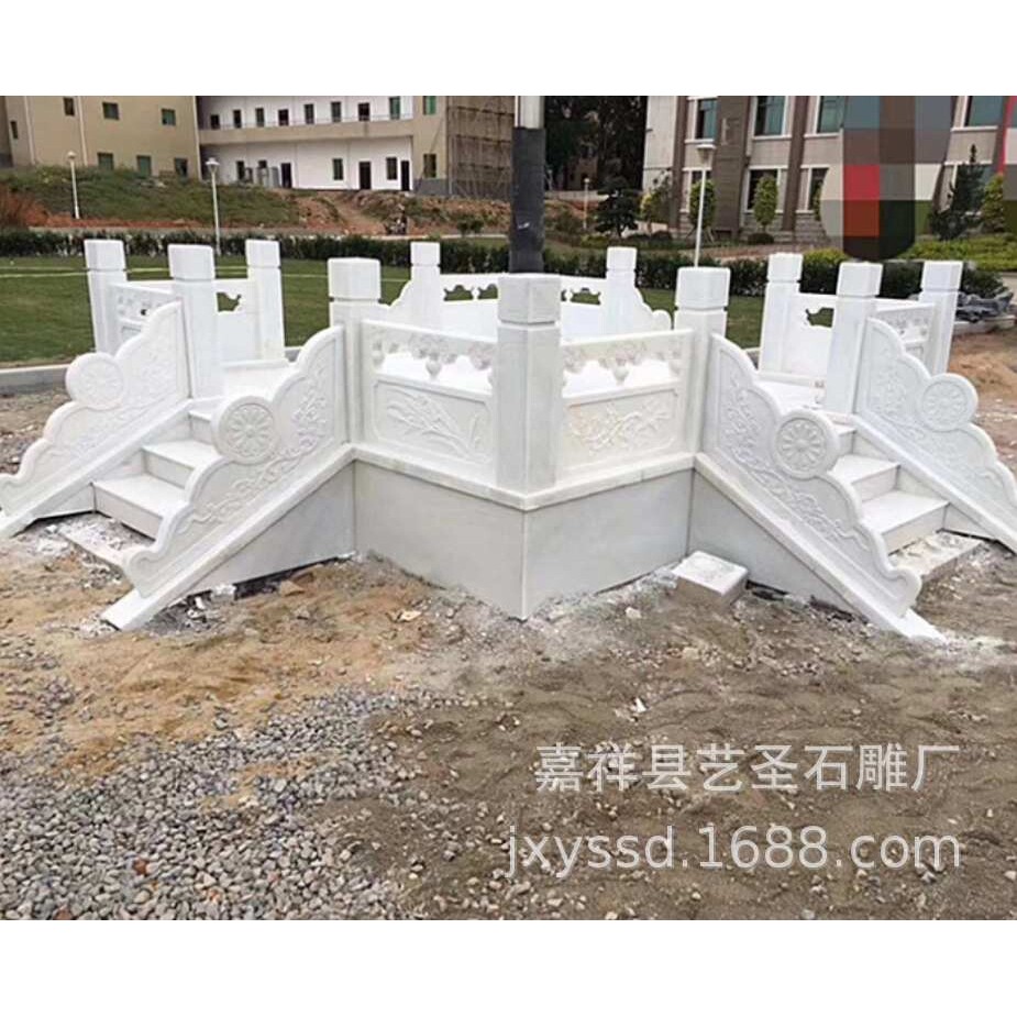出售学校广场汉白玉升旗台石栏杆 公园人工湖防护石栏杆量尺定做