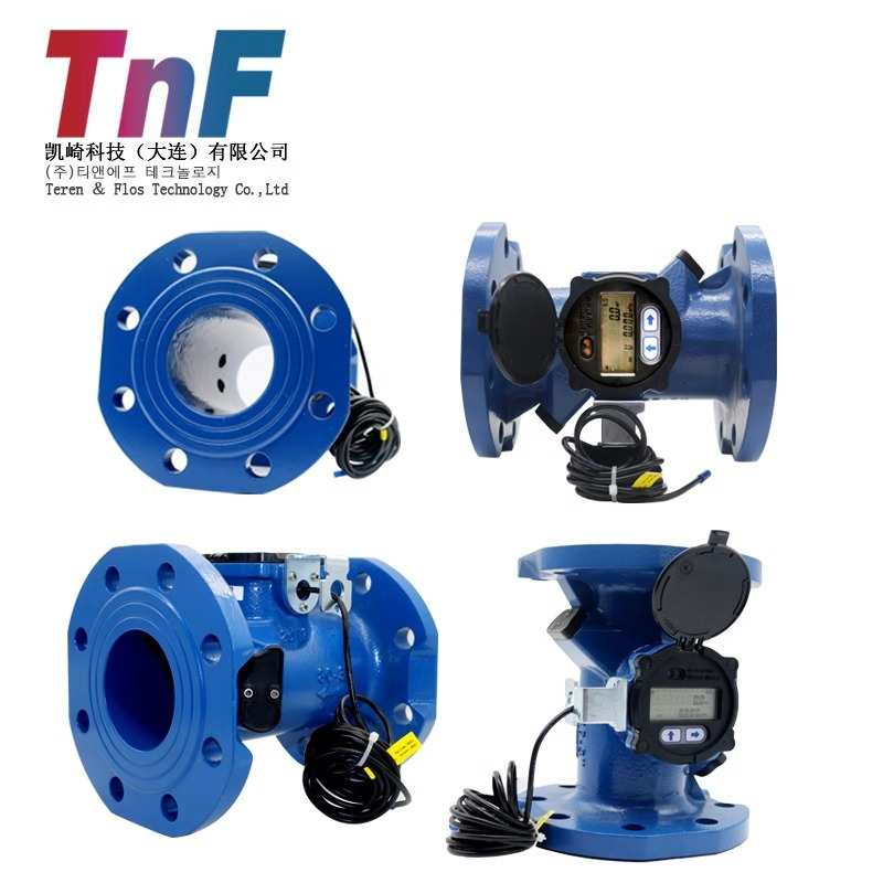 腾润双声道超声波水表流量计管道式智能数显防水液体计量表RS485