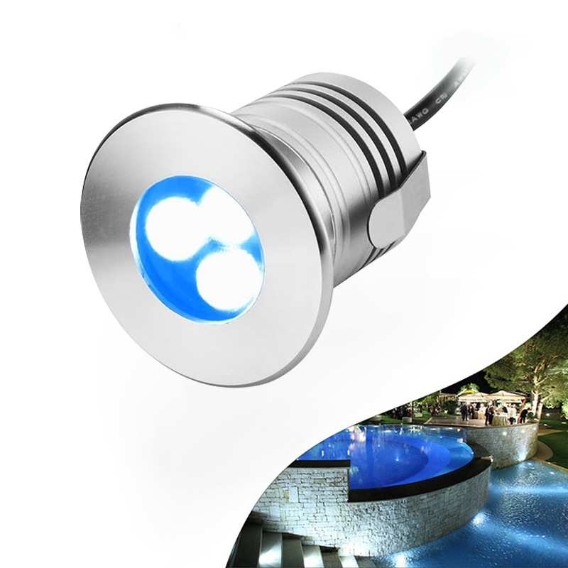 LED水底灯不锈钢3W防水IP68 光源三珠喷泉水下景观灯泳池灯