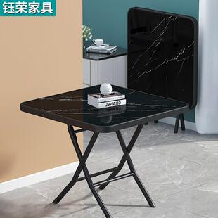 折叠餐桌小户型饭桌简易圆形餐桌钢化玻璃户外庭院阳台网红摆摊桌