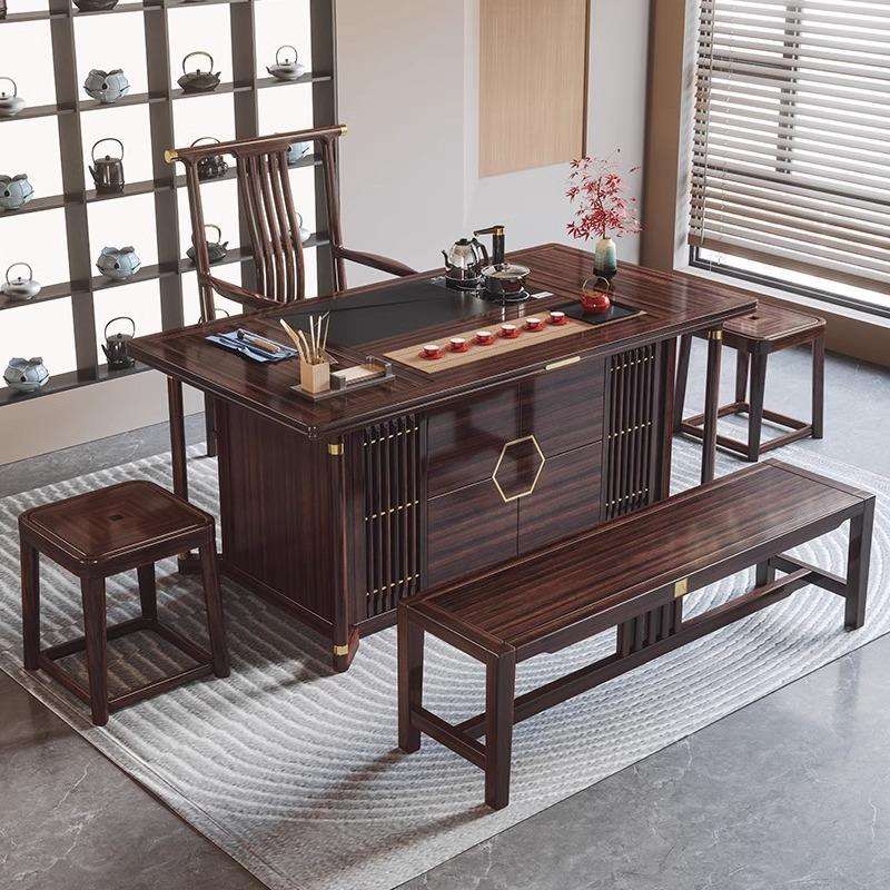 实木茶桌椅组合客厅阳台新中式古典喝茶台大板办公室接待泡茶桌椅