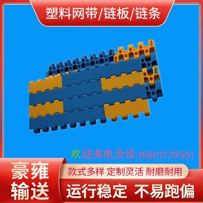 供应 2520平板网带 瓦楞纸链板塑料网带 25.4mm节距 黄蓝色搭配
