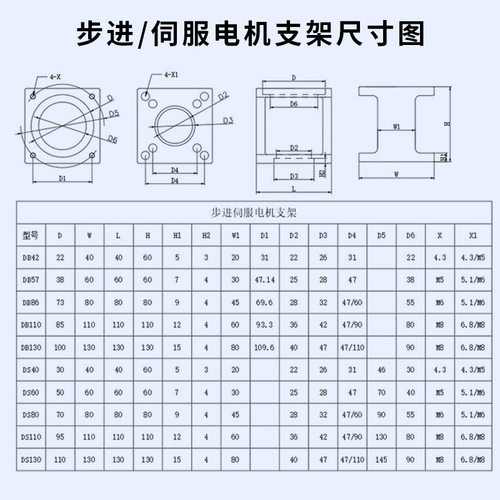 57/60/80/86/110/130/步进伺服电机支架/卧式滚珠丝杆安装电机座