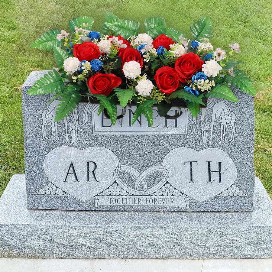 跨境亚马逊美式门饰花环墓碑花环绢花仿真花盆花套装摆件手工摆件