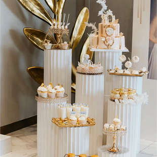 纸质折叠罗马柱路引柱子圆形迎宾装饰台摆件橱窗立柱婚庆新疆包邮