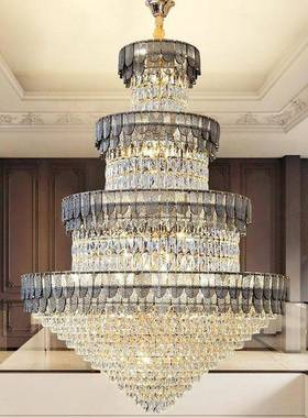 复式楼吊灯墅挑空客厅水晶灯现大代轻中奢楼楼跃层大厅挑别96433