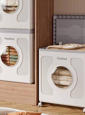 衣服纳箱家用翻大容量带滑轮衣物整盖理箱杂收物玩具子被KJB储物