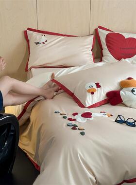 长绒棉A类水洗棉毛件巾绣卡通刺绣四套全被MP024002被罩床棉套单