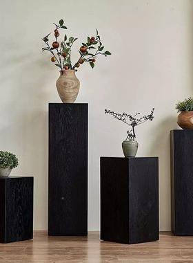 实方形花架子家木墩用RBN摆客厅玄关茶几复古民宿装饰原木木桩底