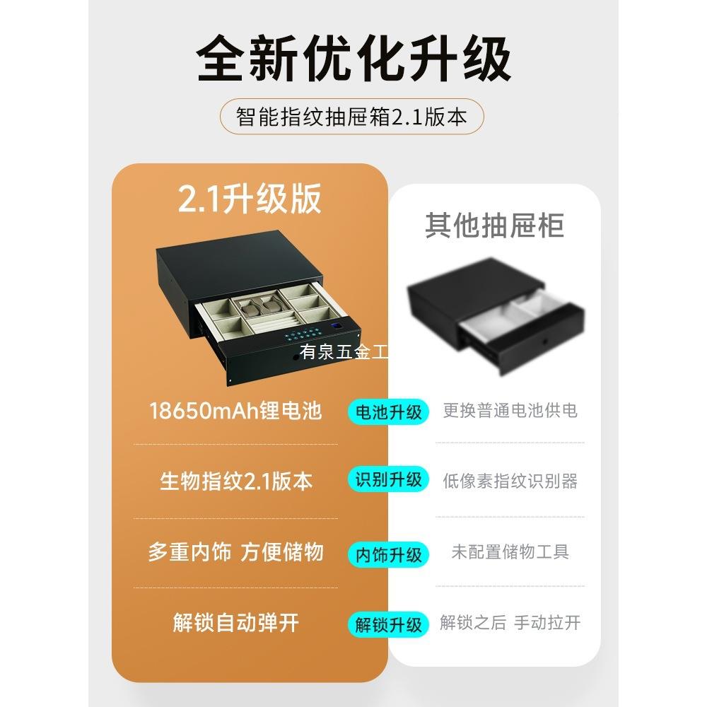 虎牌抽屉式保管柜家用小型保险码箱指纹密ASM防盗迷你抽柜全钢屉