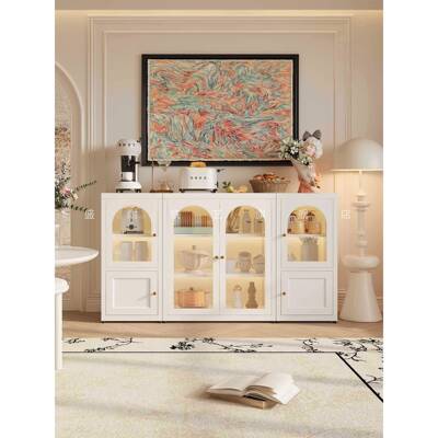 ?FQI铁边艺餐边柜落地用置柜物柜法式家客厅储物柜铁皮柜靠墙收纳