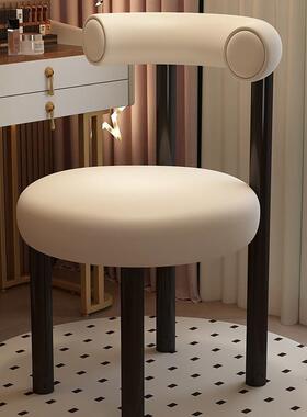 奶子油风妆化妆凳简约卧室化椅小CJO胖椅羊羔毛梳妆台椅女轻生奢