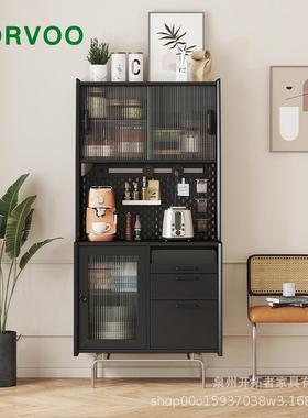 日式木餐边柜客洞洞实板茶水柜黑色置橱物柜餐厅厅洞VTO洞板收纳